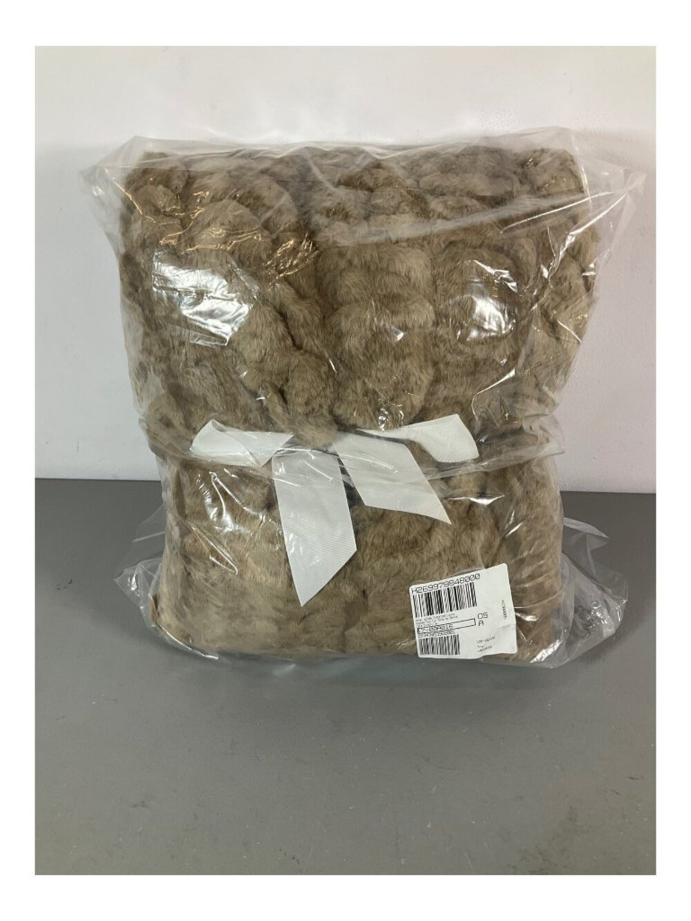 Hotel duCobb Oversized Luxury Ruched Faux Fur Throw, Beige - Soft & Fluffy Decor